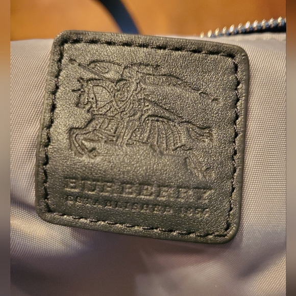 Burberry Blue & Black Plaid Nylon Tote Bag - Picture 12 of 16